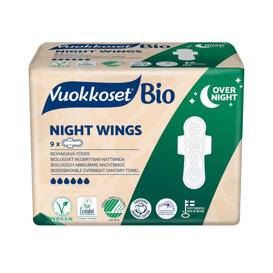 Vuokkoset Organic Cotton Night Towels 100% Bio Normal Wings 9 Pieces