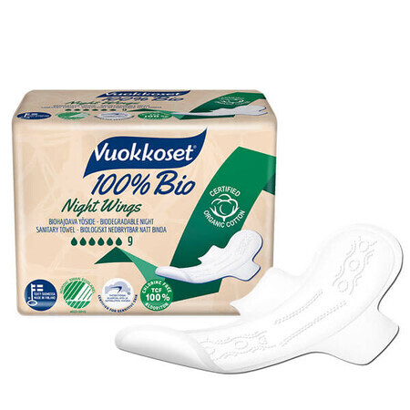 Vuokkoset Organic Cotton Night Towels 100% Bio Normal Wings 9 Pieces