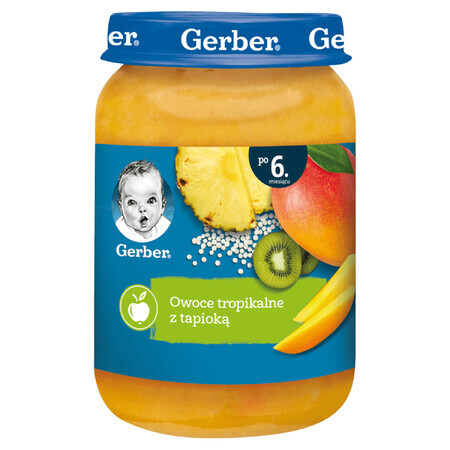 Postre Gerber, fruta tropical con tapioca, después de 6 meses, 190 g