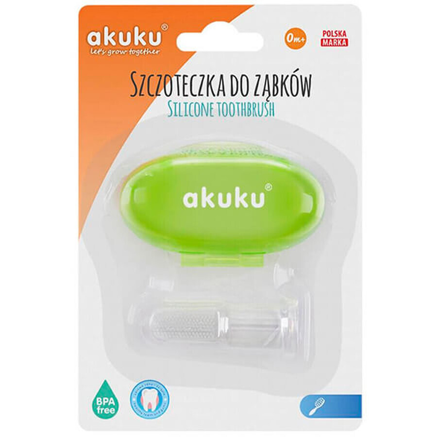 AKUKU, silicone finger brush, green, A0264, 1 pc