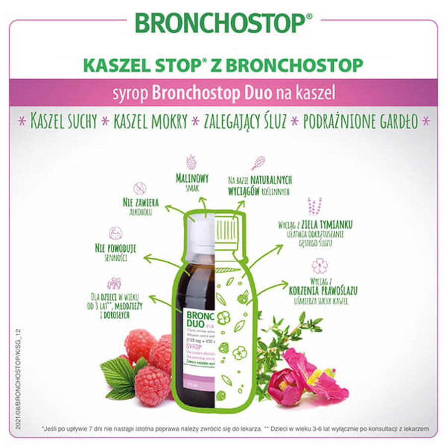 Bronchostop Duo para la tos (120 mg + 830 mg)/ 15 ml, jarabe, 120 ml