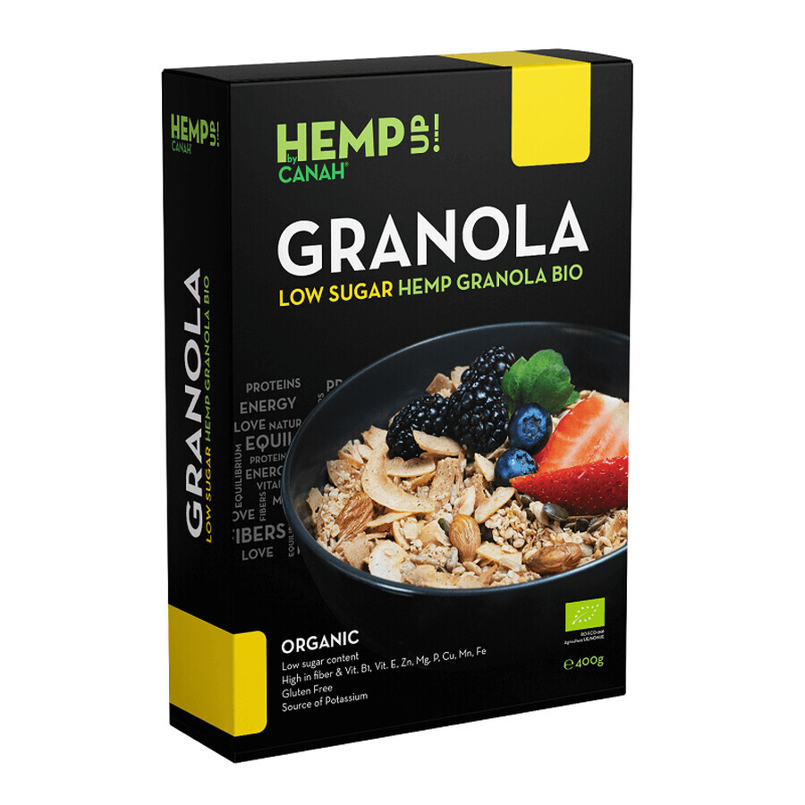 Low Sugar Hemp Granola Bio, 400 grame, Canah