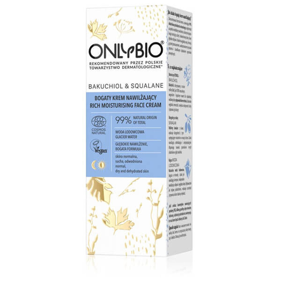 OnlyBio Bakuchiol &amp; Squalane, crema facial rica e hidratante, 50 ml