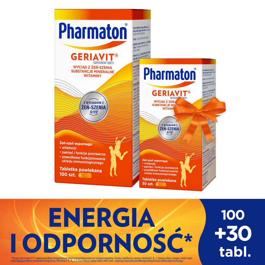 Set Pharmaton Geriavit, 100 comprimidos recubiertos + 30 comprimidos de regalo