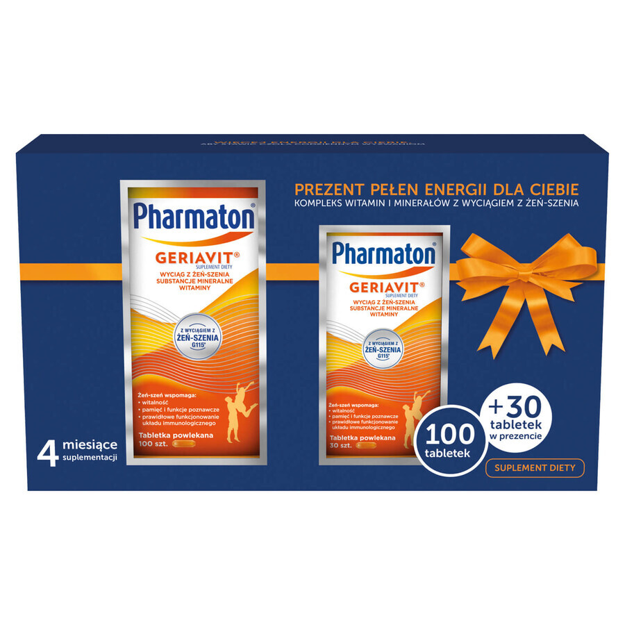 Set Pharmaton Geriavit, 100 comprimidos recubiertos + 30 comprimidos de regalo