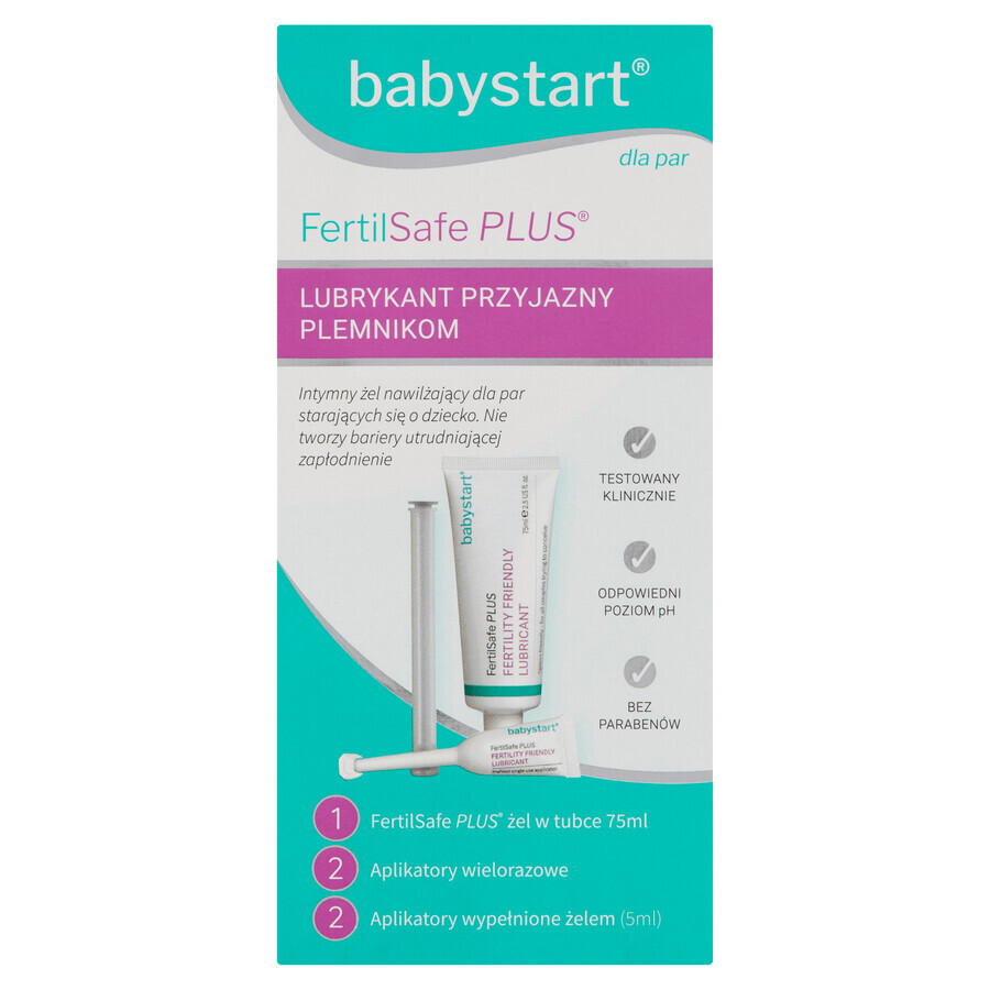 Babystart Fertilsafe Plus, gel hidratante íntimo para parejas que intentan tener un bebé, 75 ml + aplicador, 2 x 5 ml