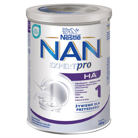 Nestlé NAN Expertpro HA 1, leche infantil hipoalergénica para bebés desde el nacimiento, 400 g