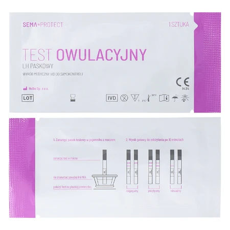 SEMA Protect, test owulacyjny LH paskowy, czuły 25 mIU/ml, 5 sztuk: ceny i cechy