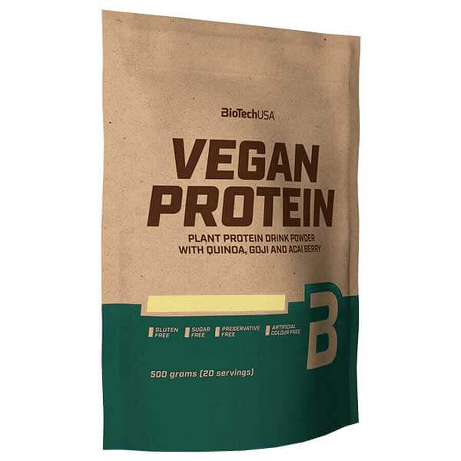 BioTechUSA Vegan Protein, aromă de tort de vanilie, 500 g