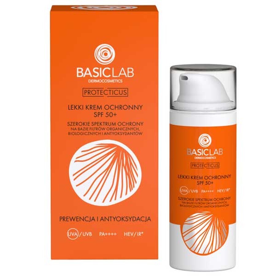 BasicLab Protecticus, crema protectora ligera, preventiva y antioxidante, SPF 50+, 50 ml