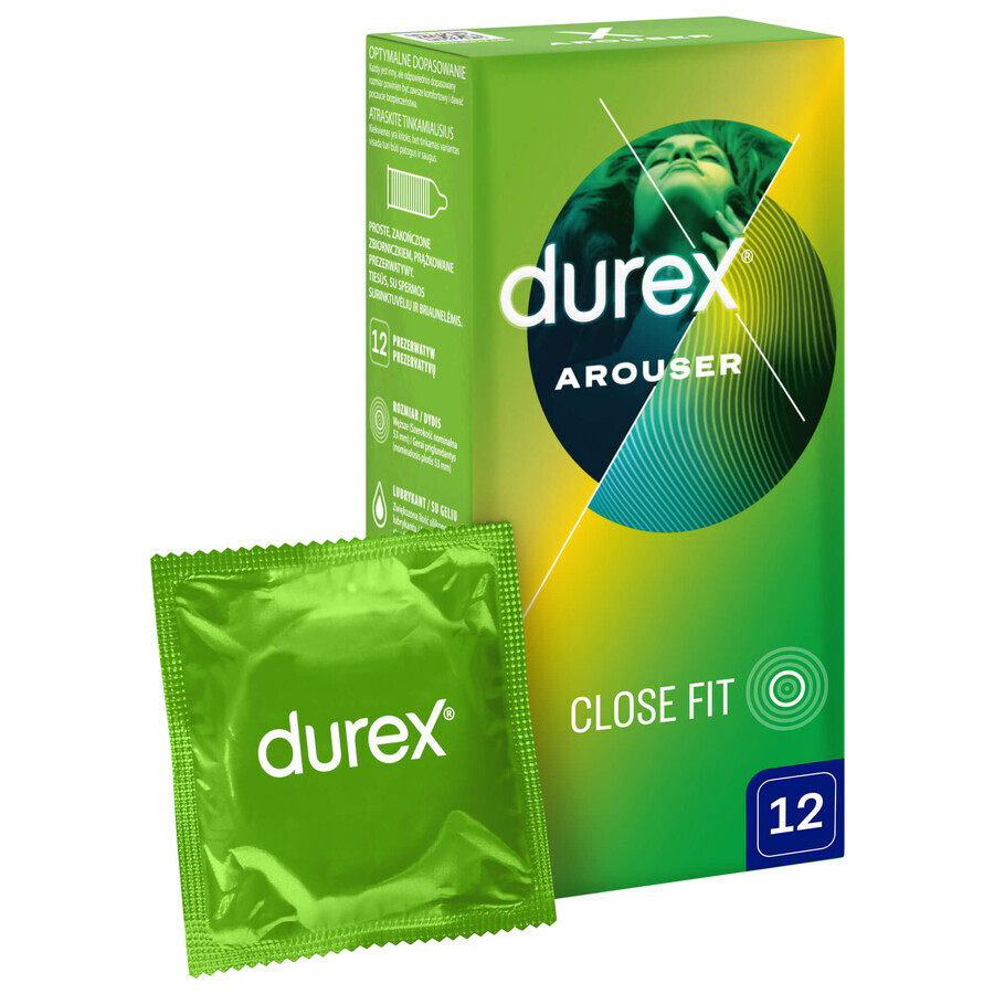 Durex Arouser, preservativos estriados, 12 unidades