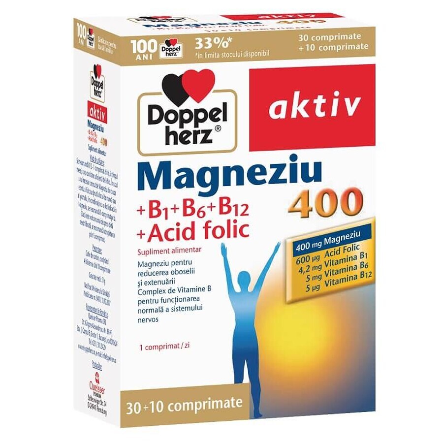 Magnesium 400 mg, 30 + 10 tabletten, Doppelherz