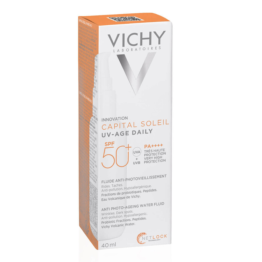 Vichy Capital Soleil UV-Age Daily, fluido antifotoenvejecimiento, SPF 50+, 40 ml