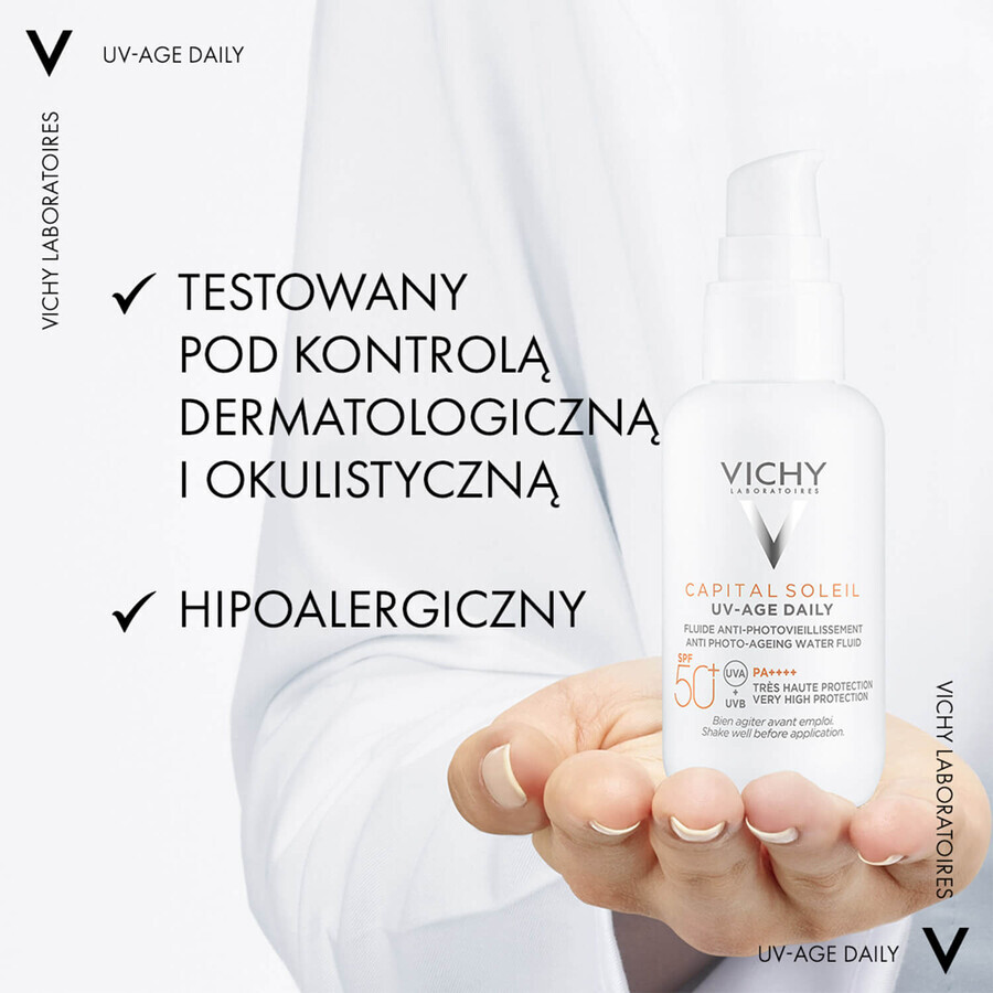 Vichy Capital Soleil UV-Age Daily, fluido antifotoenvejecimiento, SPF 50+, 40 ml