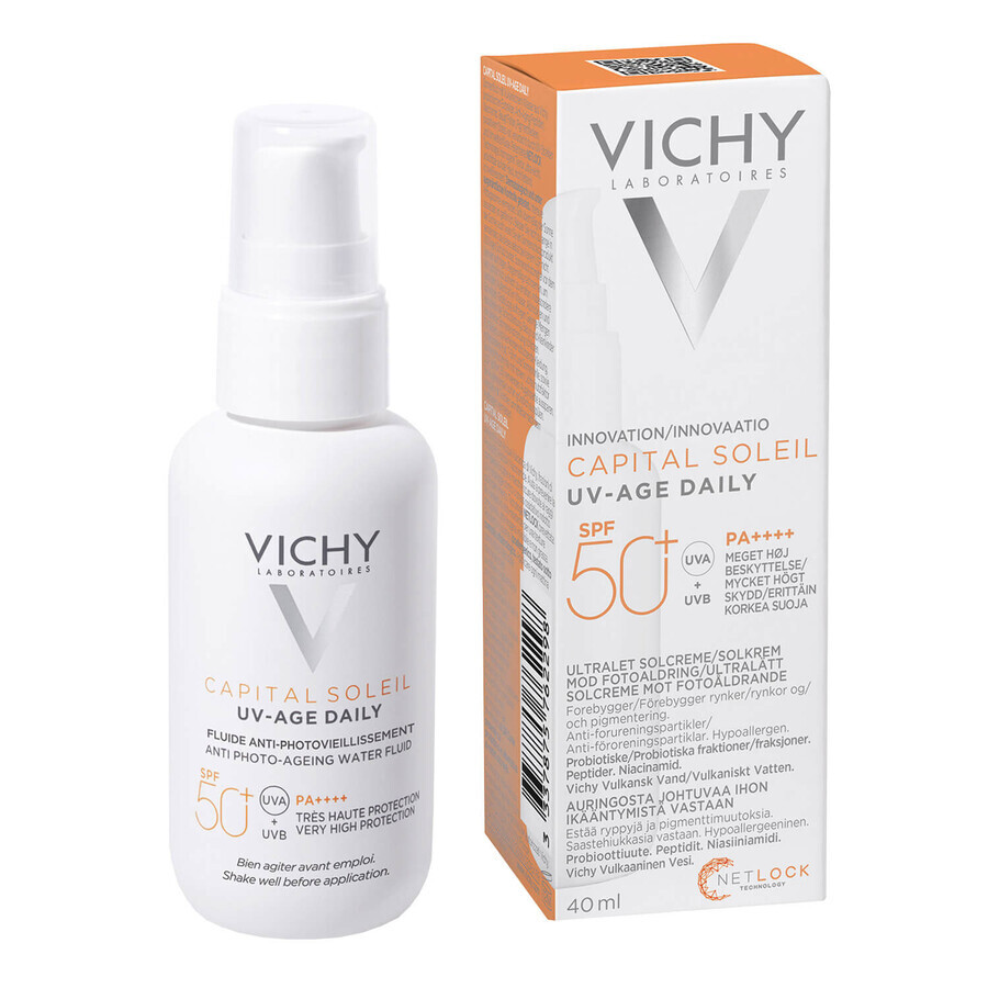 Vichy Capital Soleil UV-Age Daily, fluido antifotoenvejecimiento, SPF 50+, 40 ml