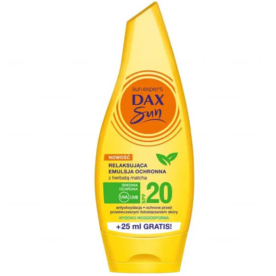 DAX Sun, emulsión protectora relajante con té matcha, SPF 20, 175 ml