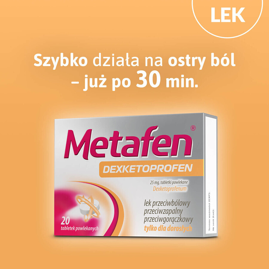 Metafen Dexketoprofeno 25 mg, 20 comprimidos recubiertos con película