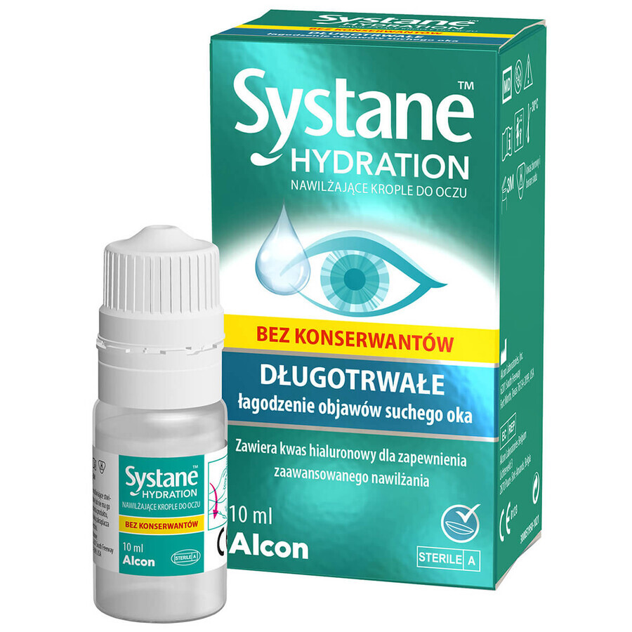 Systane Hydration, hydrating eye drops, preservative free, 10 ml