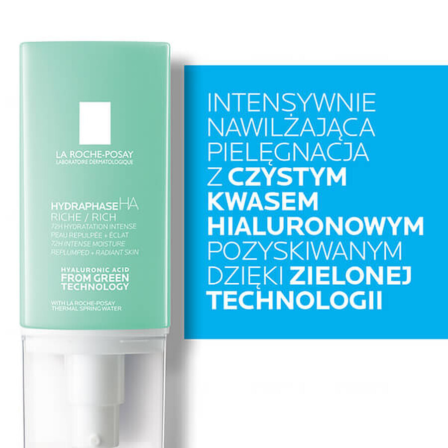 La Roche-Posay Hydraphase HA Rich, crème hydratante intensive à la texture riche, 50 ml