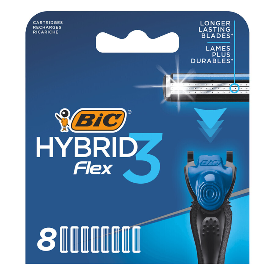 BIC Flex 3 Hybrid, cartuchos reemplazables, 8 piezas