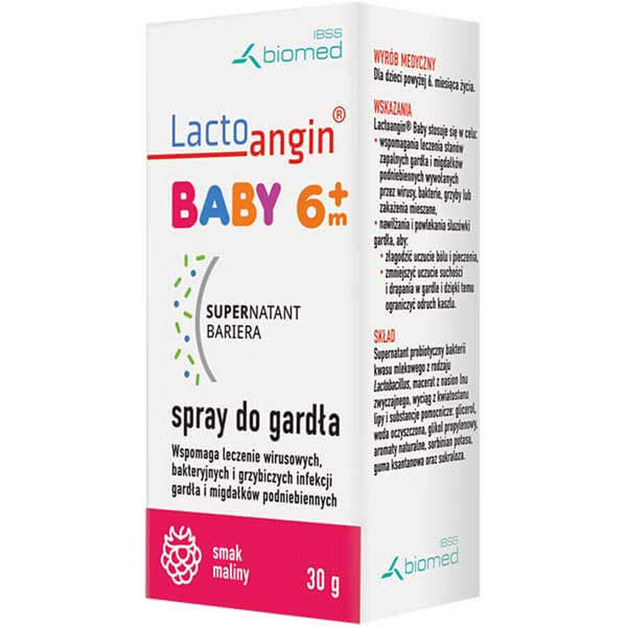 Lactoangin Baby, spray pentru gât, aromă de zmeură, peste 6 luni, 30 g