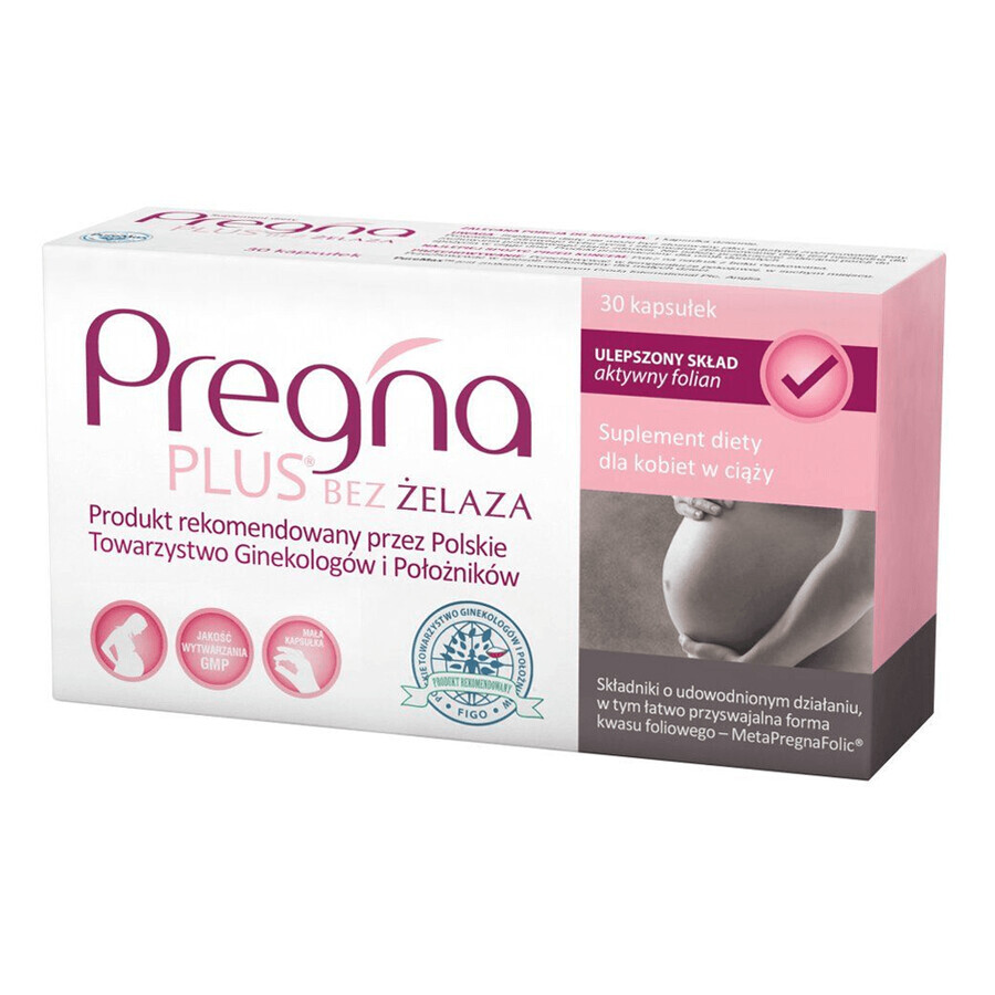 Pregna Plus Sin Hierro, para mujeres embarazadas, 30 cápsulas