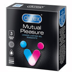 Durex Mutual Pleasure, condooms met geslachtsgemeenschap bevorderend glijmiddel, geribbeld met bies, 3 stuks