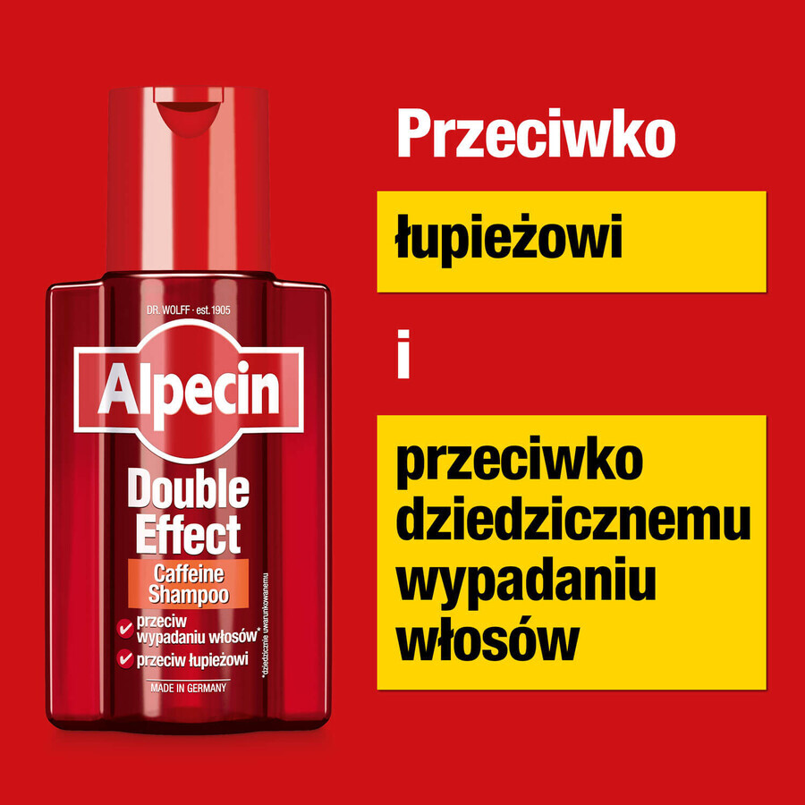 Alpecin Double Efect, shampoo con caffeina contro la caduta dei capelli e la forfora, 200 ml