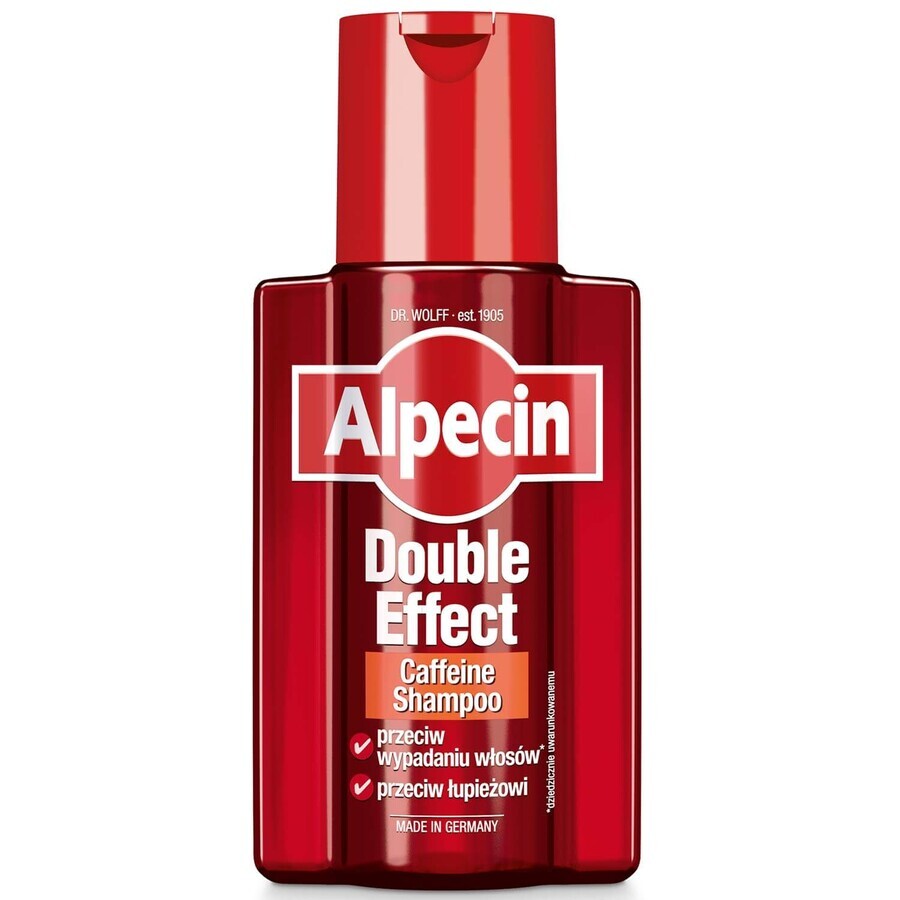 Alpecin Double Efect, shampoo con caffeina contro la caduta dei capelli e la forfora, 200 ml