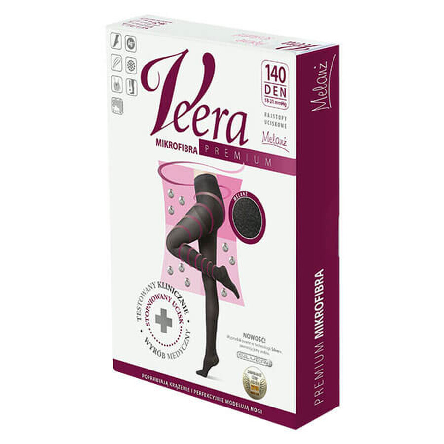 Veera Premium, Mallas de compresión de microfibra, 140 den, talla 5, melange