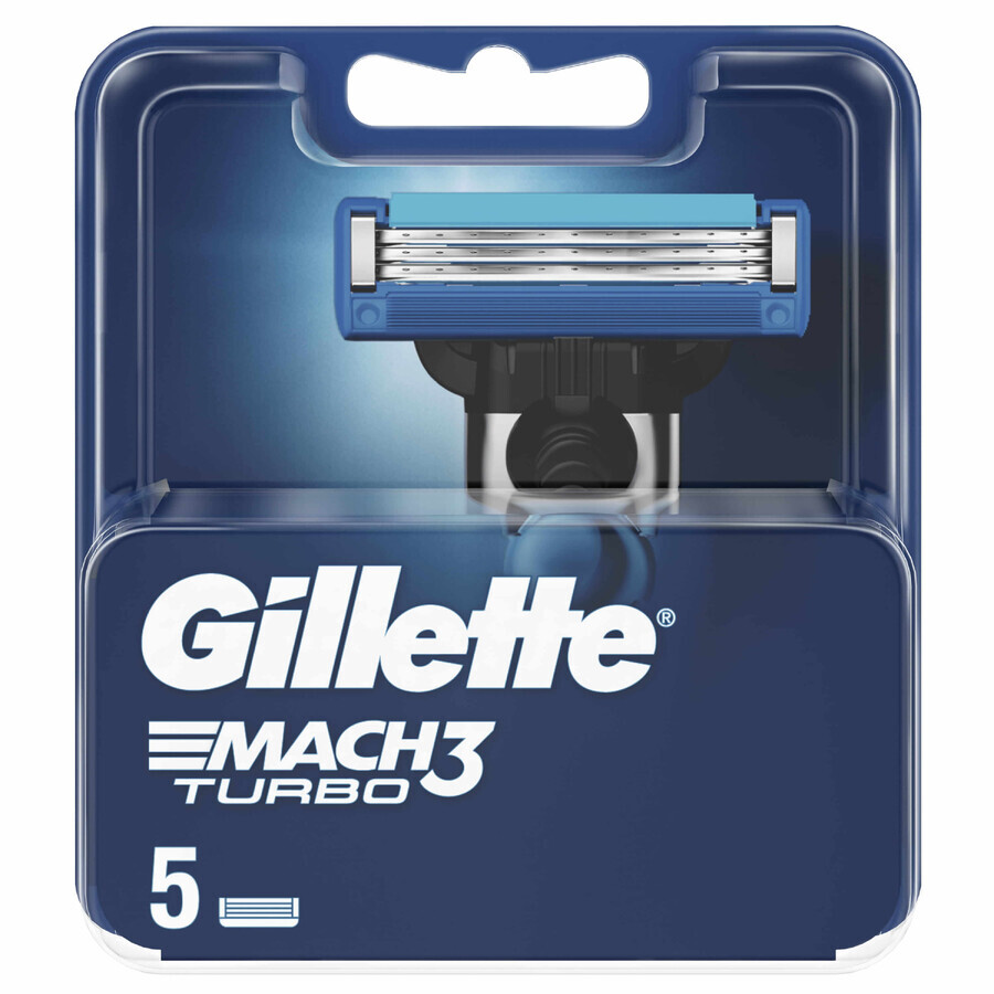 Gillette Mach 3 Turbo, cartuchos de recambio, 5 unidades