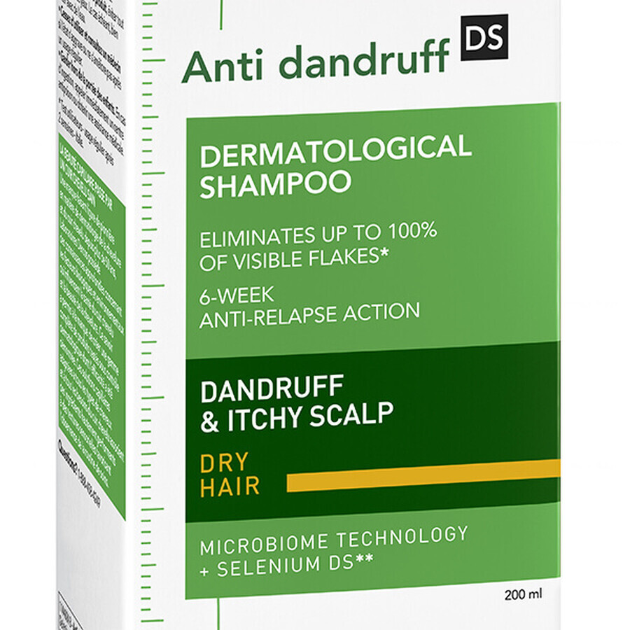 Vichy Dercos Anti Dandruff DS, Anti-Schuppen-Shampoo, trockenes Haar, 200 ml