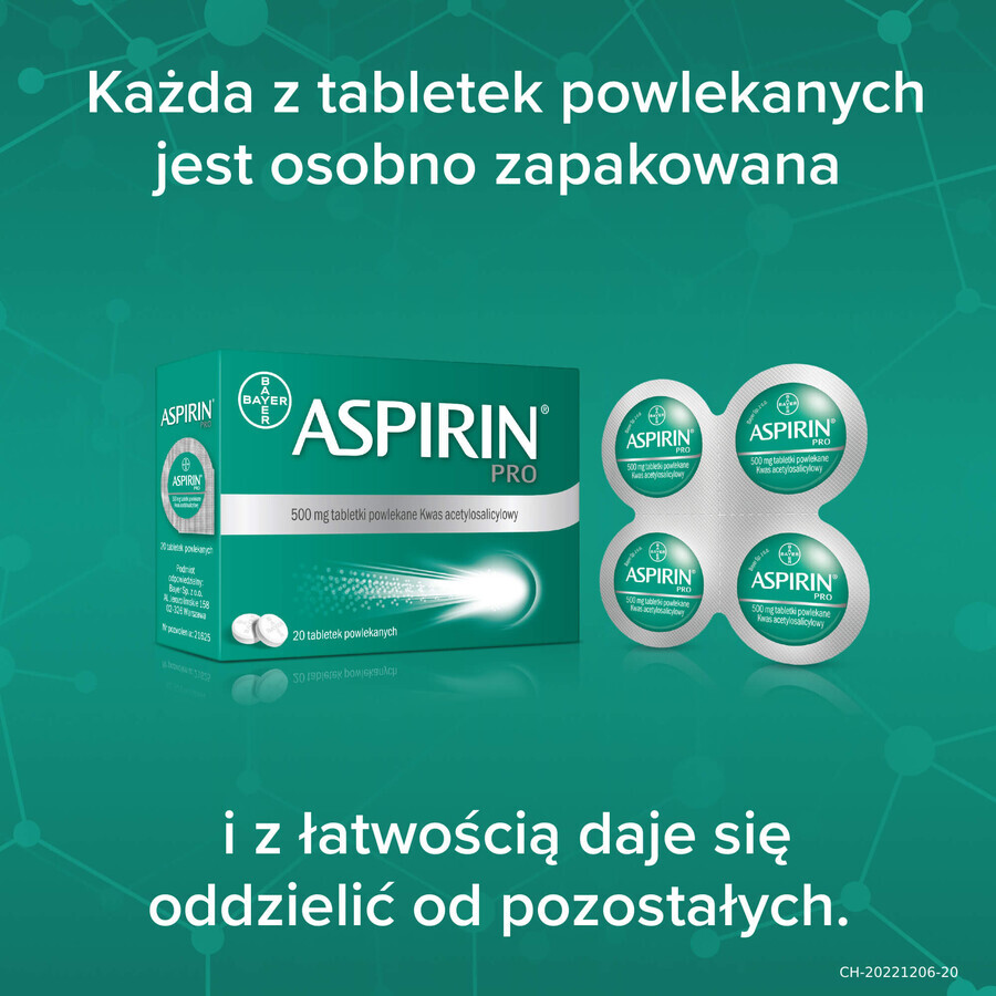 Aspirina Pro 500 mg, 20 comprimidos recubiertos