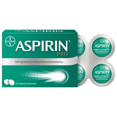 Aspirina Pro 500 mg, 20 comprimidos recubiertos