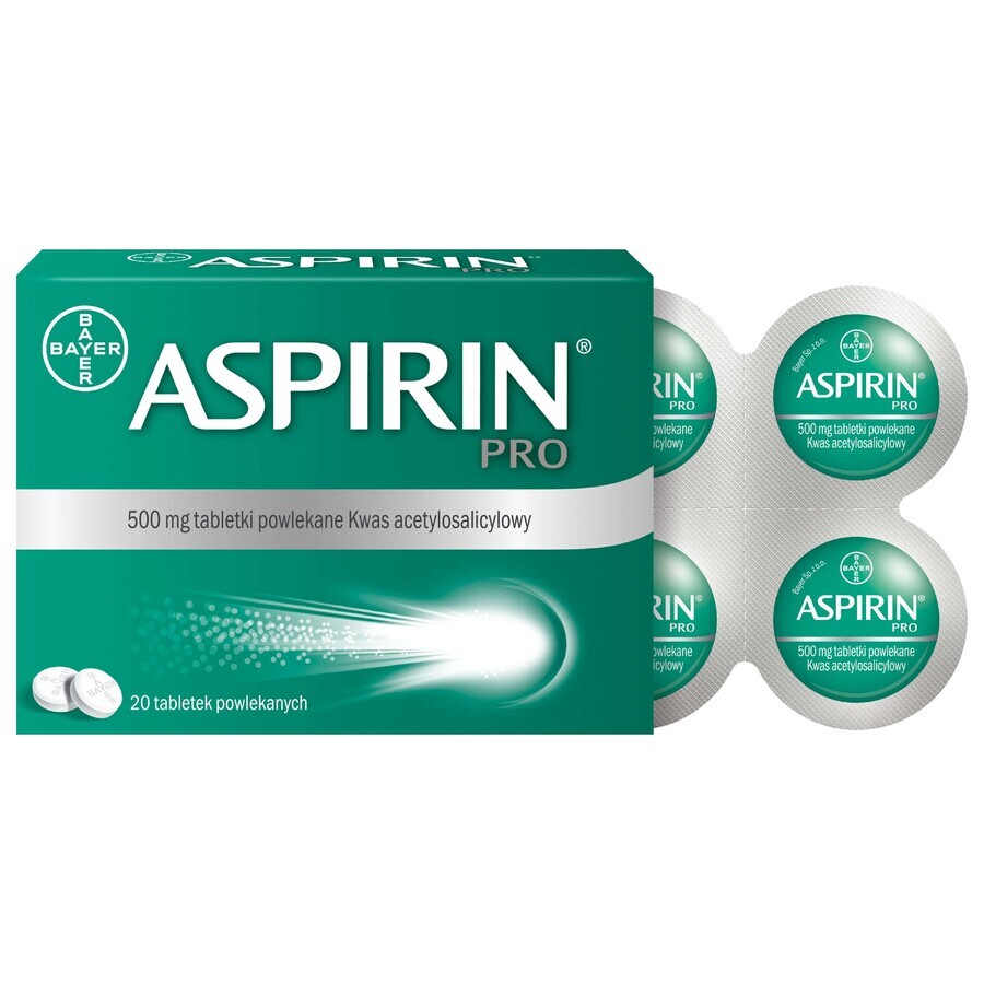 Aspirina Pro 500 mg, 20 comprimidos recubiertos