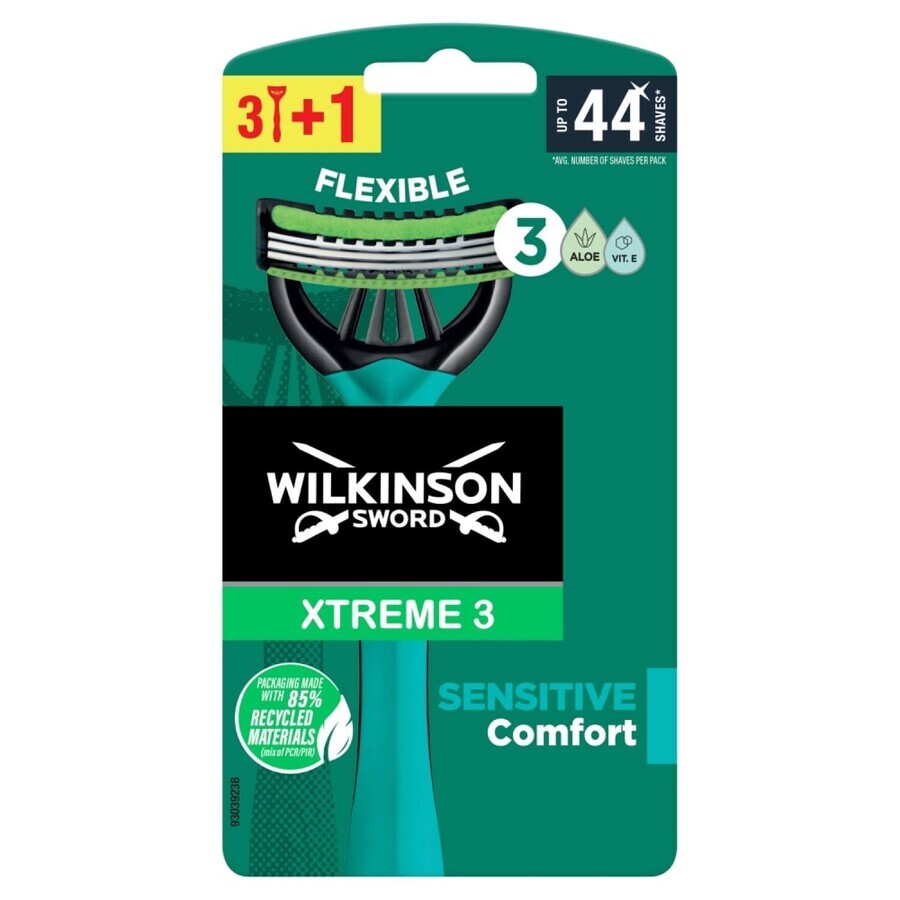 Wilkinson Sword Xtreme3 ​​​​Sensitive, maquinillas de afeitar, desechables, 4 piezas