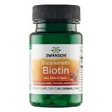 Swanson Biotin Supplemelts, biotina 5000 µg, sabor a cereza, 60 comprimidos masticables