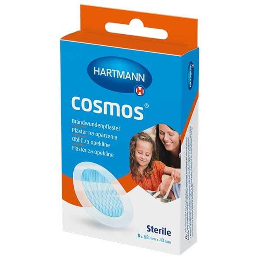 Cosmos, parche para quemaduras, hidrogel, impermeable, estéril, 68 mm x 43 mm, 8 piezas