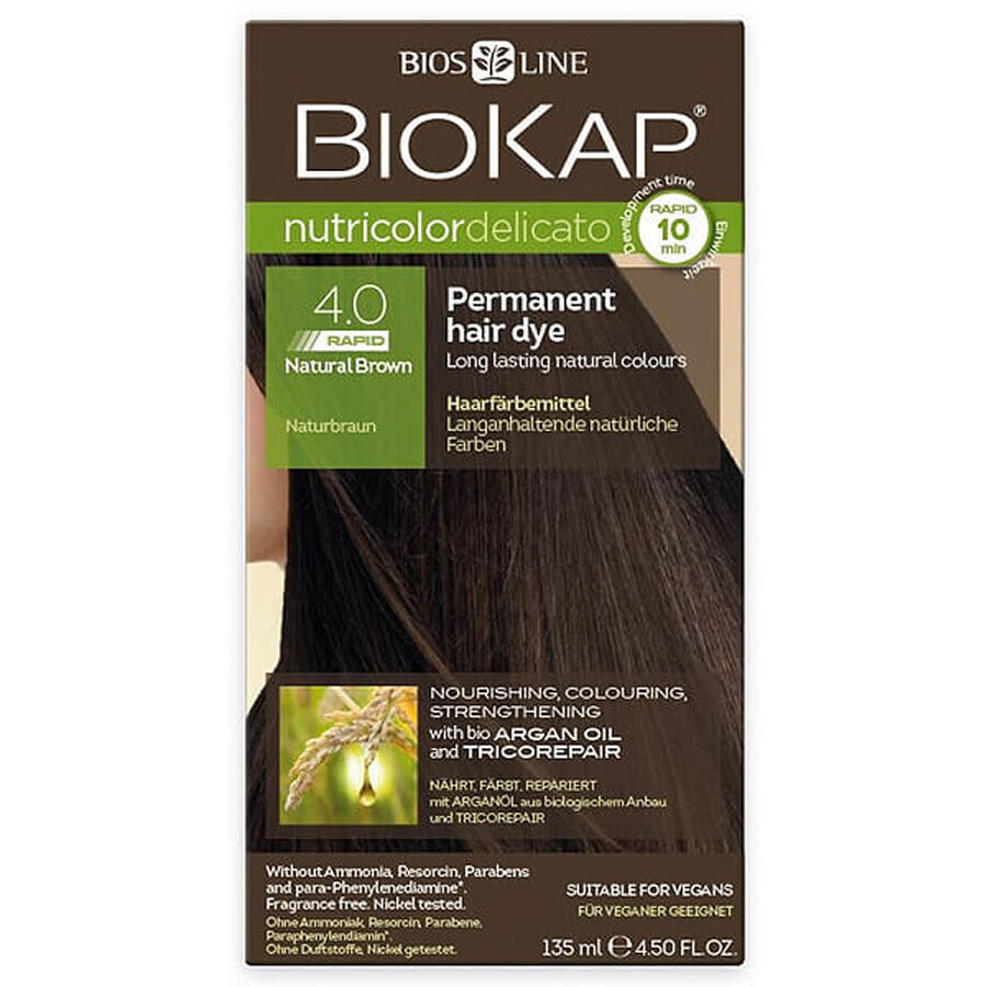 Biokap Nutricolor Delicato Rapid, hair color, 4.0 natural brown, 135 ml