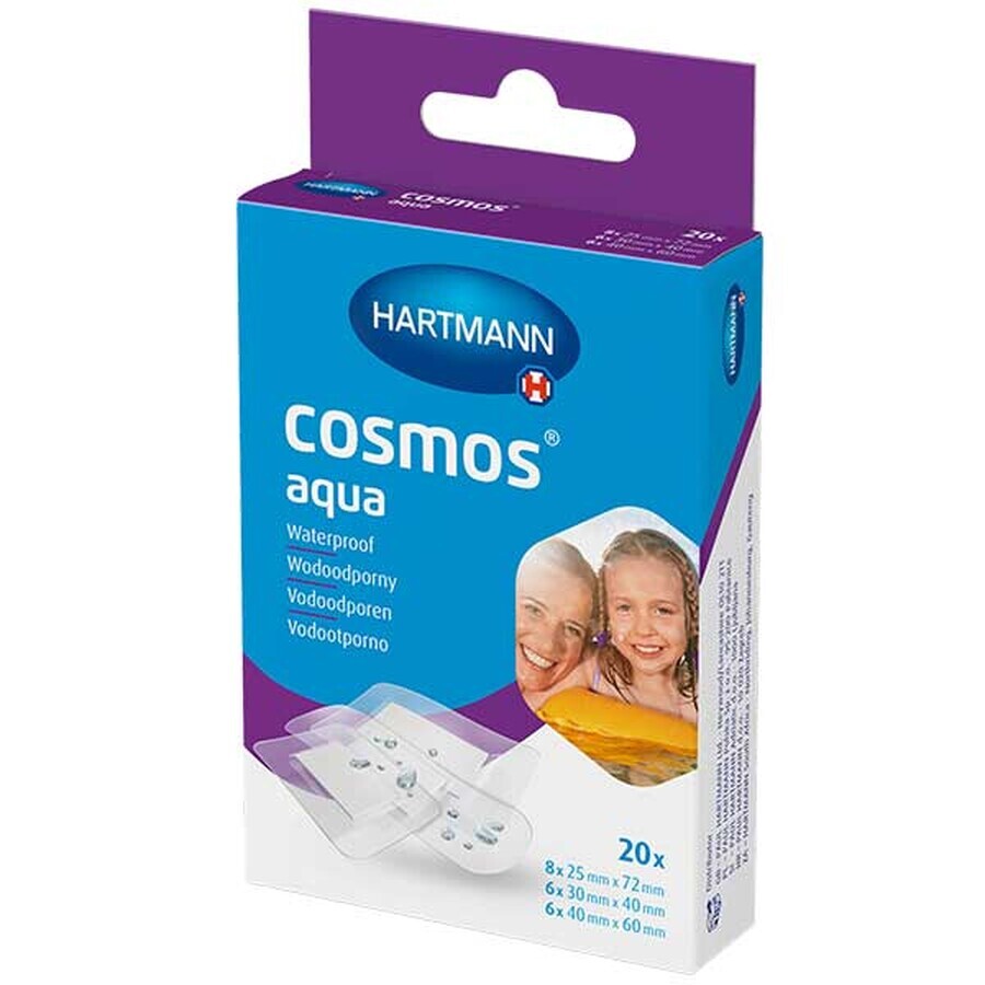 Cosmos Aqua, tiritas impermeables con apósito, 20 unidades