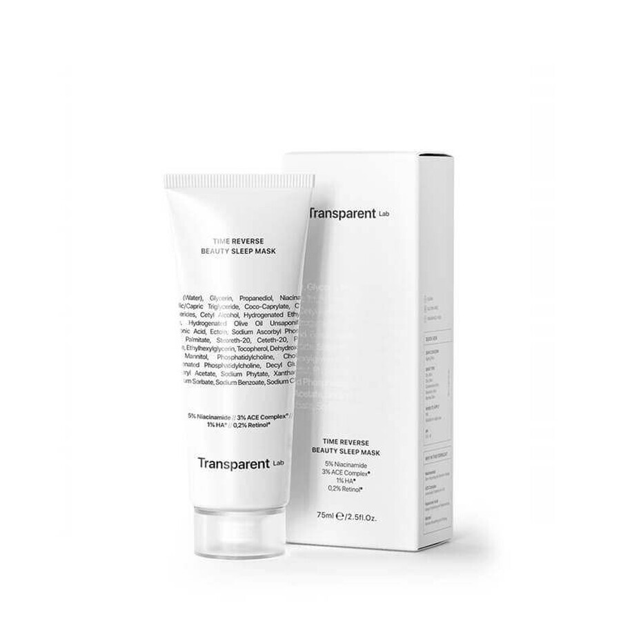 Mascarilla de noche antiedad con niacinamida y retinol, 75 ml, Transparent Lab