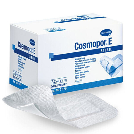 Cosmopor E, apósito postoperatorio para heridas, estéril, 7,2 cm x 5 cm, 50 unidades