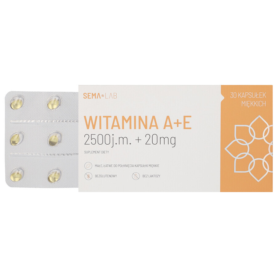 SEMA Lab Vitamina A+E 2500 UI + 20 mg, 30 cápsulas blandas