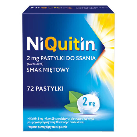 NiQuitin 2 mg, sabor a menta, 72 pastillas para chupar FECHA CORTA