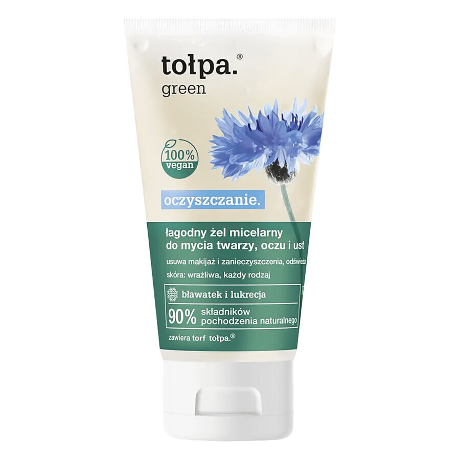 Tołpa Green, Gel micelar limpiador para lavar la cara y los ojos, 150 ml