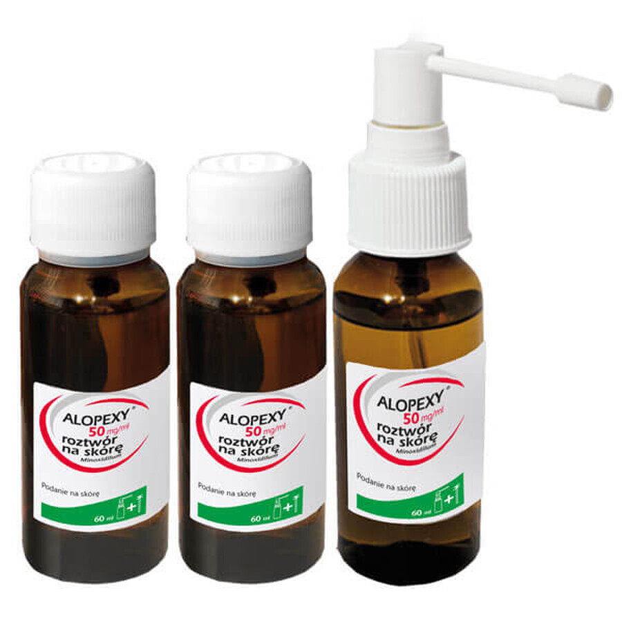 Alopexy 5 % (50 mg/ml) solución para aplicación cutánea, 3 x 60 ml