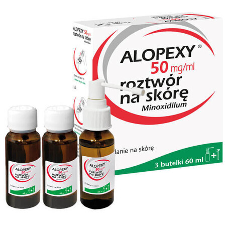 Alopexy 5 % (50 mg/ml) solución para aplicación cutánea, 3 x 60 ml