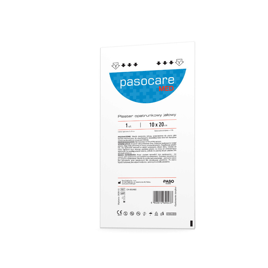 Pasocare Med, esparadrapo, estéril, 10 cm x 20 cm, 1 pieza