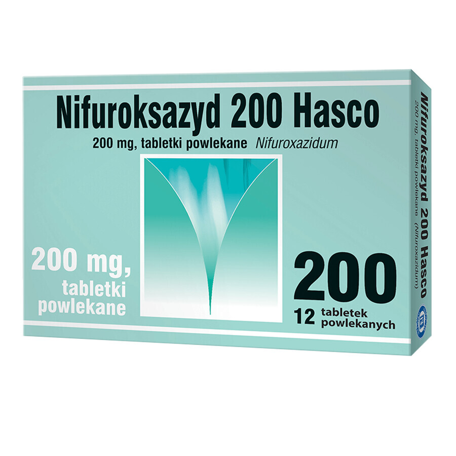 Nifuroksazida Hasco 200 mg, 12 comprimidos recubiertos con película