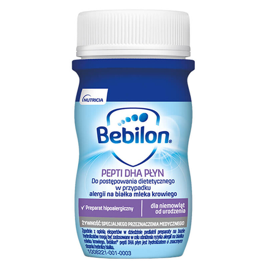 Bebilon Pepti DHA, líquido listo para beber para la alergia a las proteínas de la leche de vaca, desde el nacimiento, 90 ml